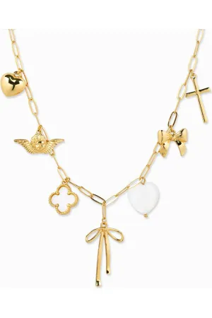 Chunky Bow Multi Gold Charm Necklace