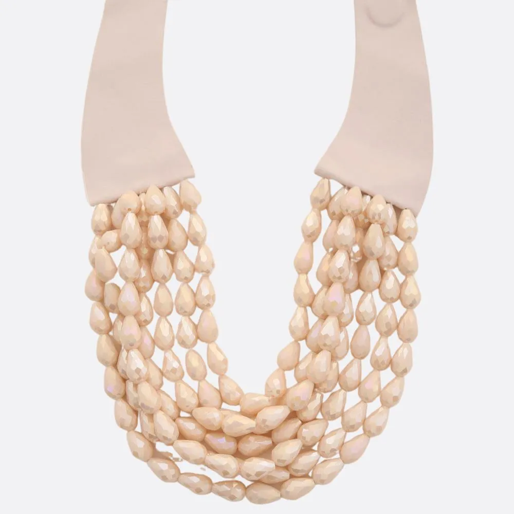 Chunky teardrop AB multi strand necklace
