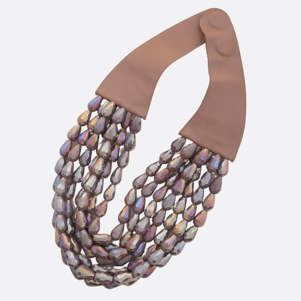 Chunky teardrop AB multi strand necklace