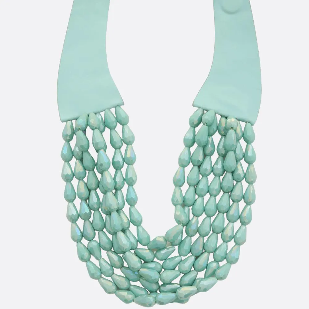 Chunky teardrop AB multi strand necklace