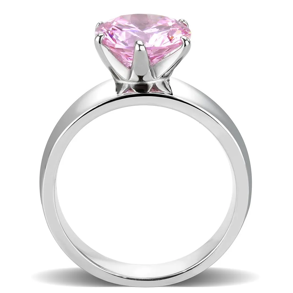CJ52010 Wholesale Women's Stainless Steel AAA Grade CZ Rose Round Solitaire Ring
