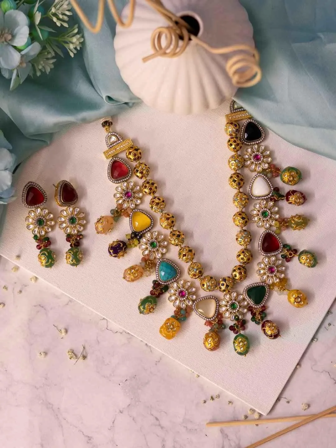 Colorful Layered Precious Stone Set