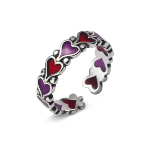 Colorful Vintage Oil Dripping Heart Plain Ring