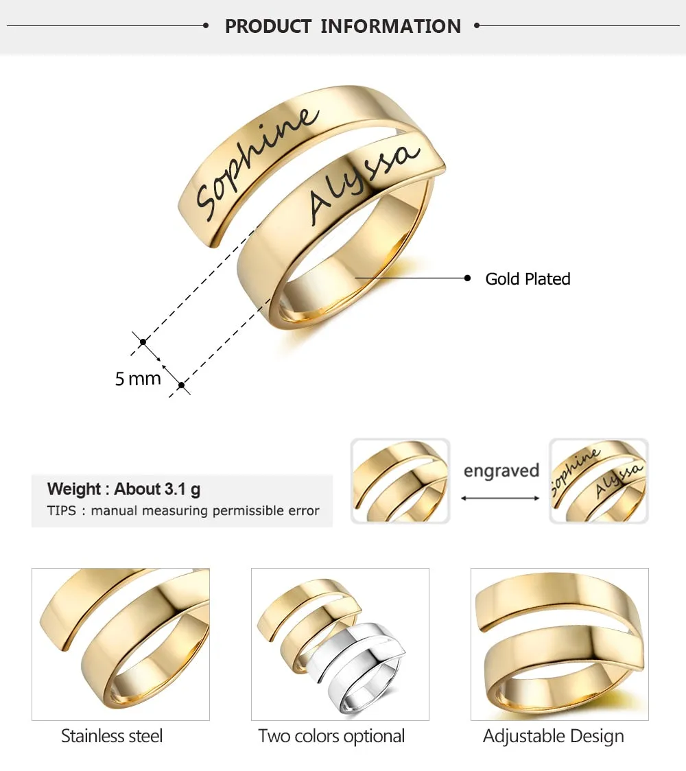 Couple ring with name engraved