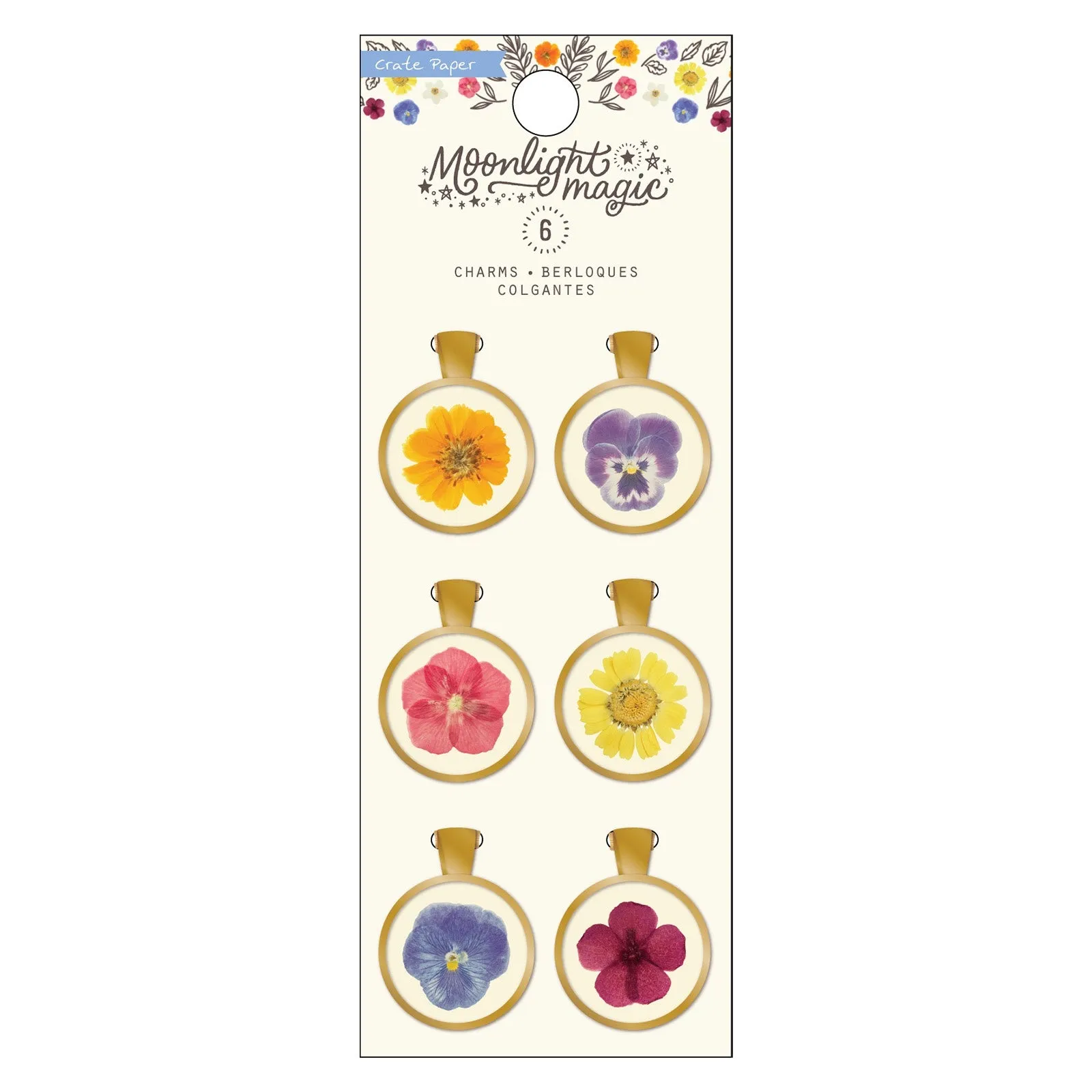 Crate Paper Moonlight Magic Gold Epoxy Flower Charms