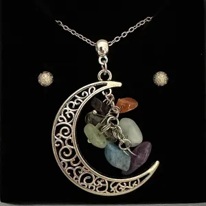 CRESCENT MOON CHAKRA ENERGY PENDANT ONLY - FREE CHAIN & EARRINGS