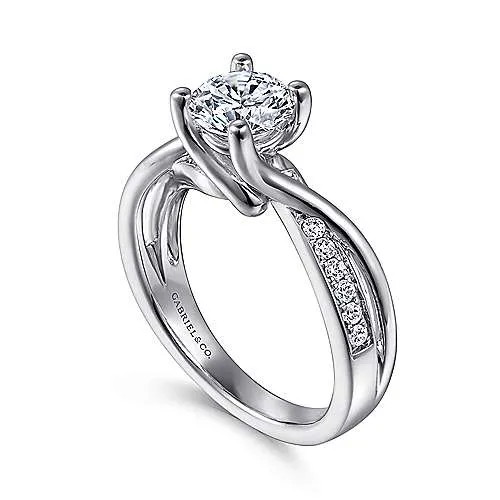 Crossover Bead Set With Polished Round Diamond Ring 403A
