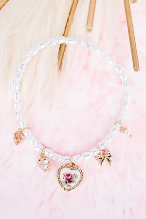 Crystal Avenue Heart Of Pink Rose Pearl Bracelet