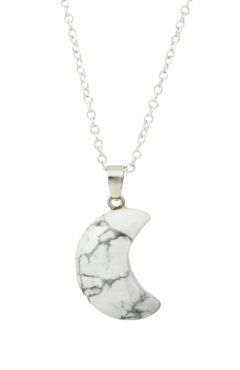 Crystal Cresent Moon Necklace - Polished Crystal Moon Pendant - Crystal Pendant - Gemstone Crescent Moon - Moon Shaped Gift - Moon Jewelry