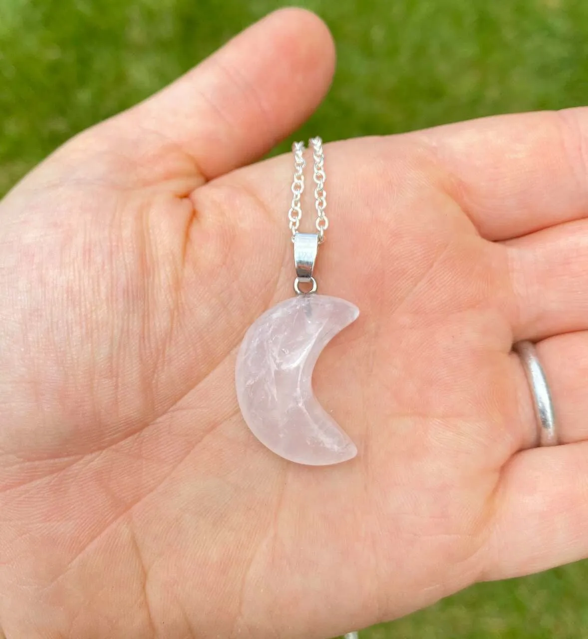 Crystal Cresent Moon Necklace - Polished Crystal Moon Pendant - Crystal Pendant - Gemstone Crescent Moon - Moon Shaped Gift - Moon Jewelry