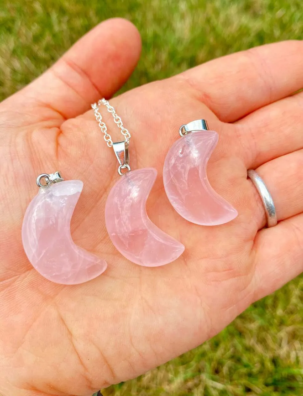 Crystal Cresent Moon Necklace - Polished Crystal Moon Pendant - Crystal Pendant - Gemstone Crescent Moon - Moon Shaped Gift - Moon Jewelry