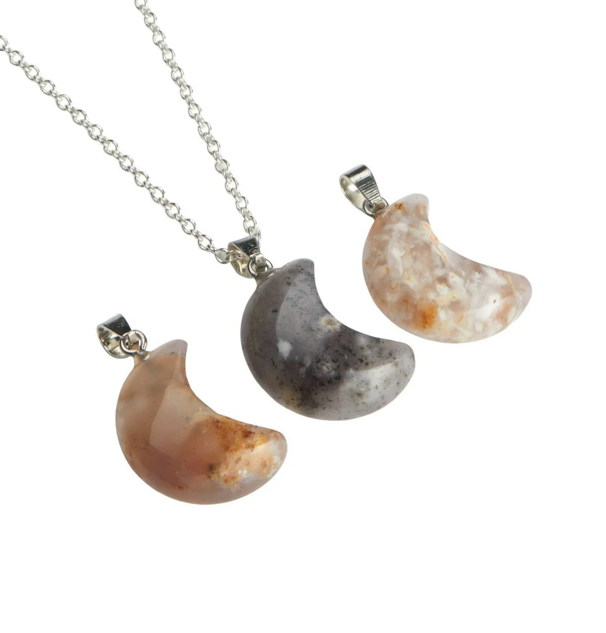 Crystal Cresent Moon Necklace - Polished Crystal Moon Pendant - Crystal Pendant - Gemstone Crescent Moon - Moon Shaped Gift - Moon Jewelry