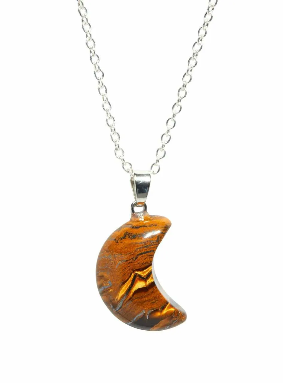 Crystal Cresent Moon Necklace - Polished Crystal Moon Pendant - Crystal Pendant - Gemstone Crescent Moon - Moon Shaped Gift - Moon Jewelry