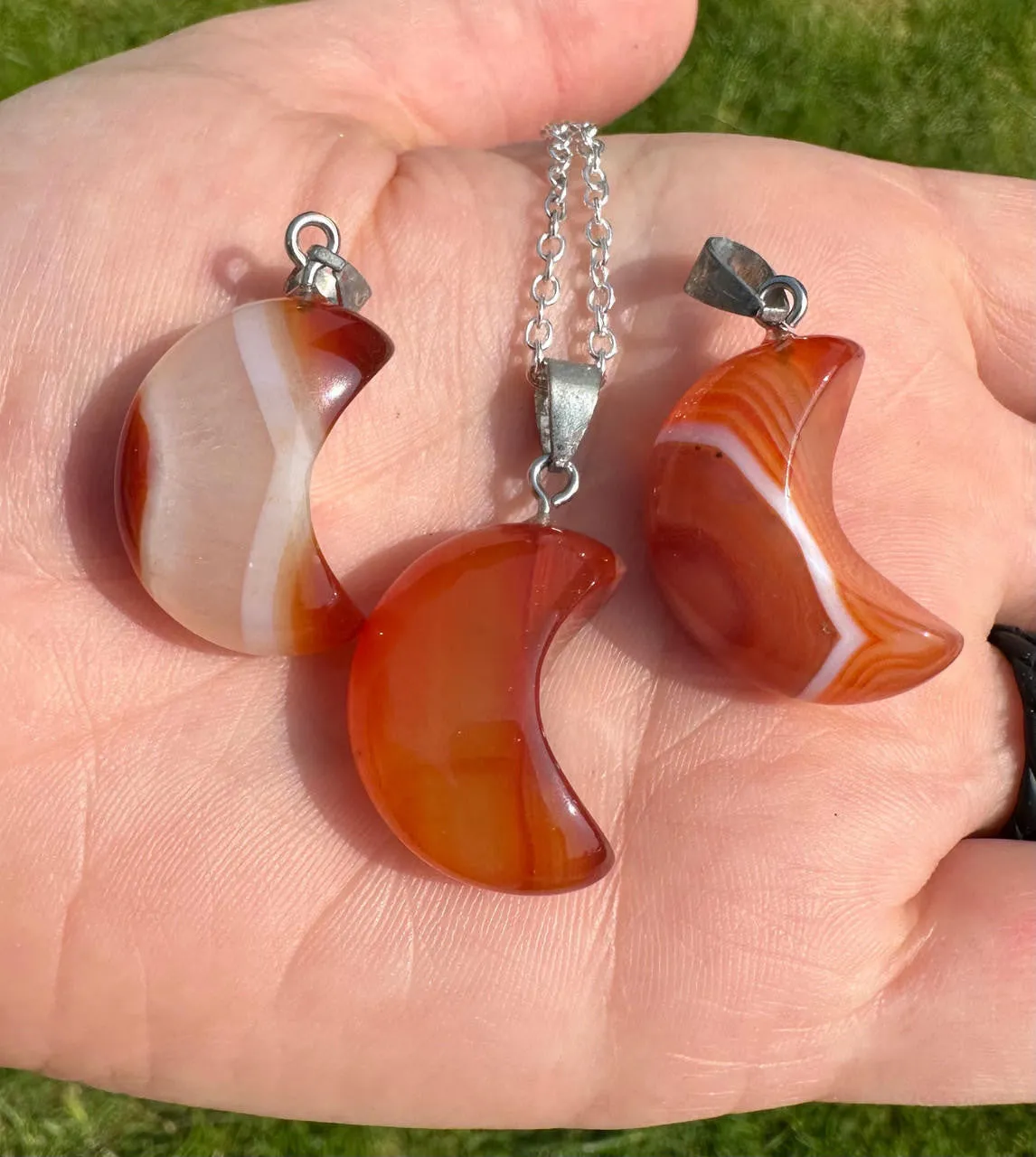 Crystal Cresent Moon Necklace - Polished Crystal Moon Pendant - Crystal Pendant - Gemstone Crescent Moon - Moon Shaped Gift - Moon Jewelry