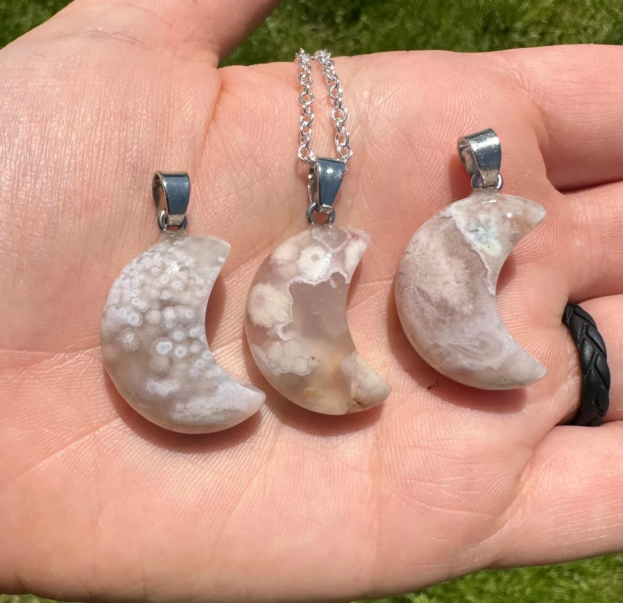 Crystal Cresent Moon Necklace - Polished Crystal Moon Pendant - Crystal Pendant - Gemstone Crescent Moon - Moon Shaped Gift - Moon Jewelry