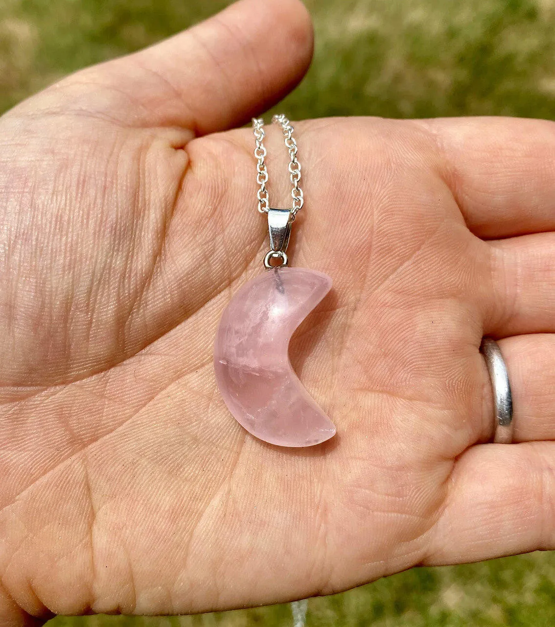 Crystal Cresent Moon Necklace - Polished Crystal Moon Pendant - Crystal Pendant - Gemstone Crescent Moon - Moon Shaped Gift - Moon Jewelry