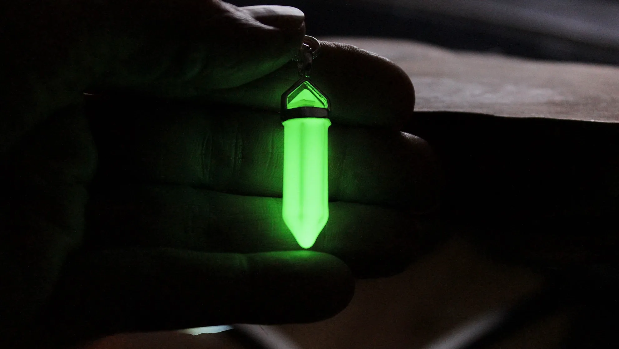 Crystal Healing Point / Glow in the Dark Pendant / Quartz Necklace /