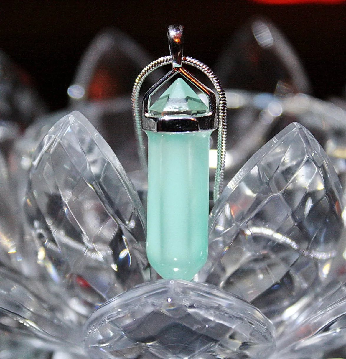 Crystal Healing Point / Glow in the Dark Pendant / Quartz Necklace /