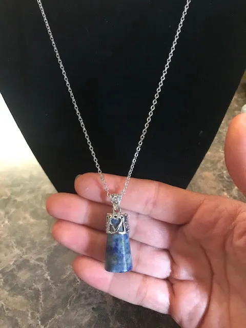 Crystal Pendant with  Silver or Black Necklace