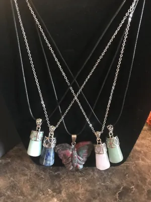 Crystal Pendant with  Silver or Black Necklace