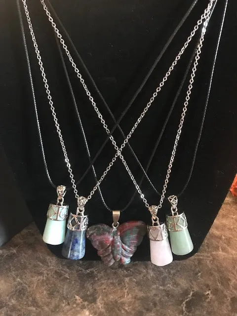 Crystal Pendant with  Silver or Black Necklace