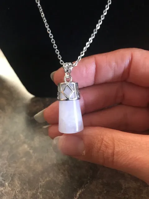 Crystal Pendant with  Silver or Black Necklace