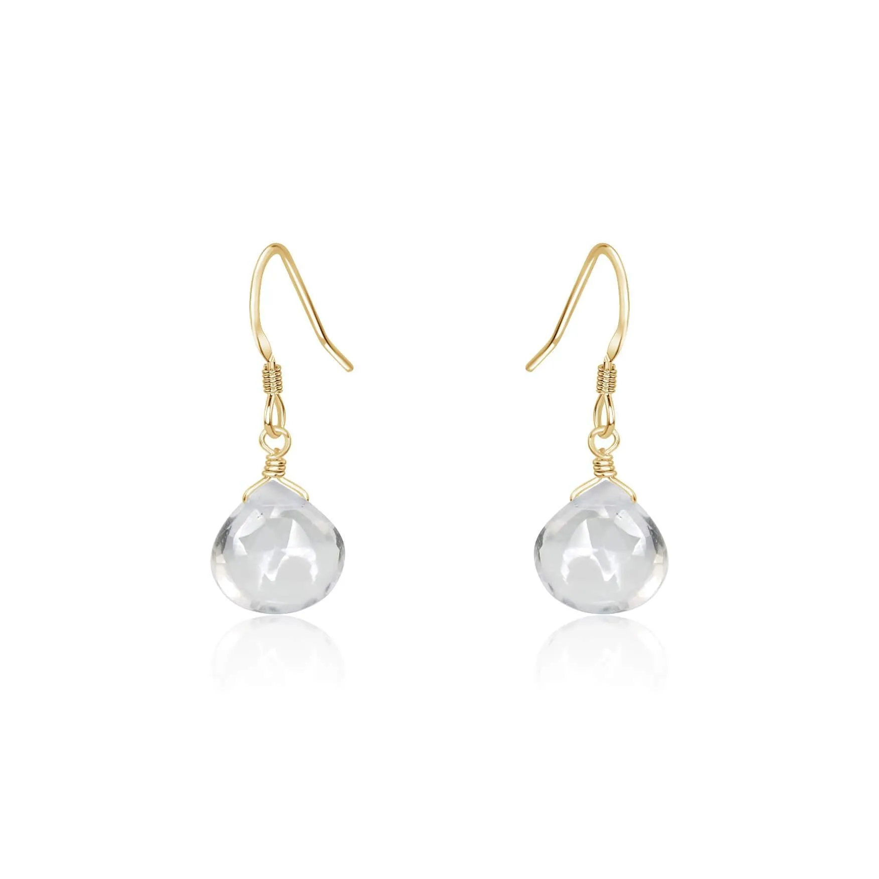 Crystal Quartz Gemstone Teardrop Dangle Earrings