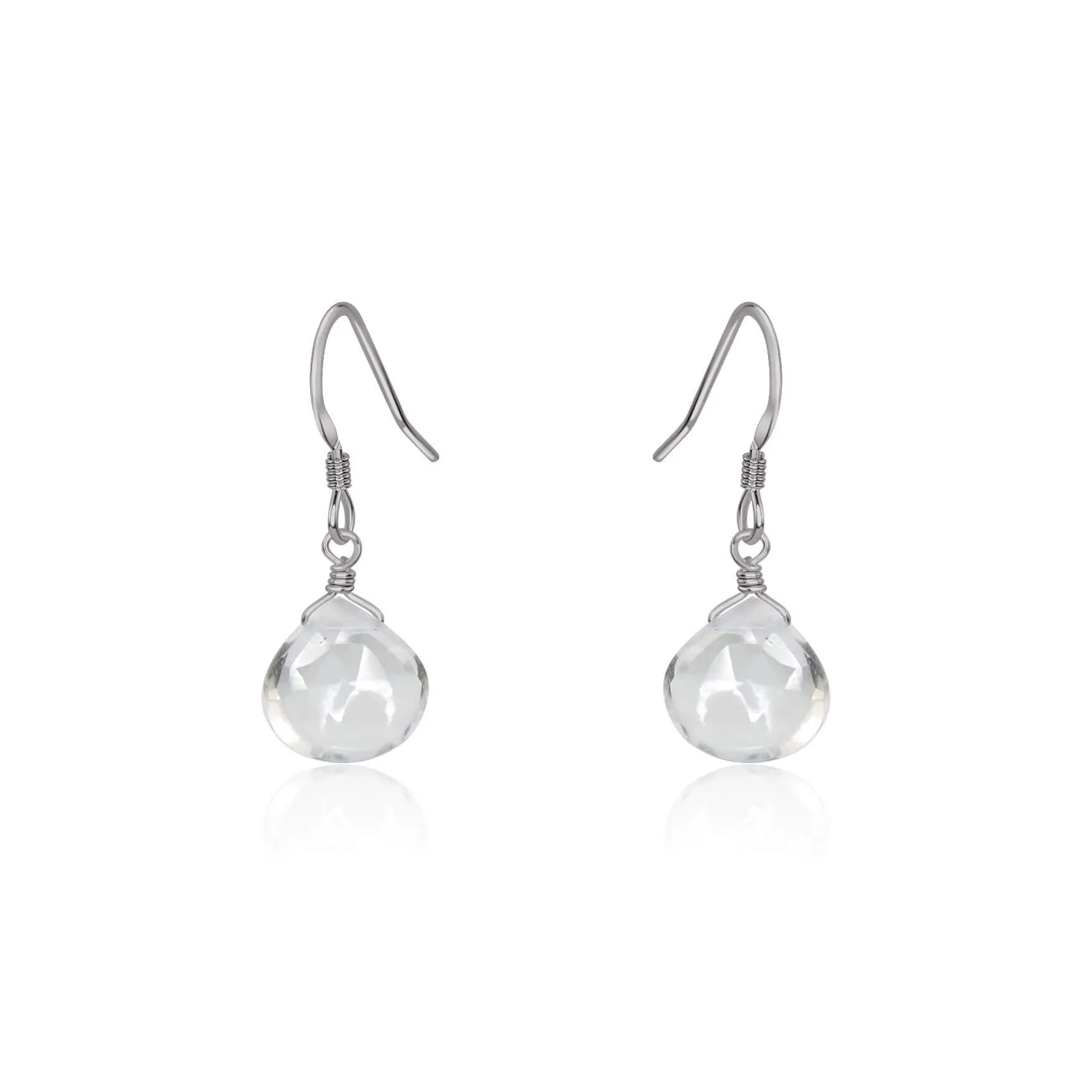 Crystal Quartz Gemstone Teardrop Dangle Earrings