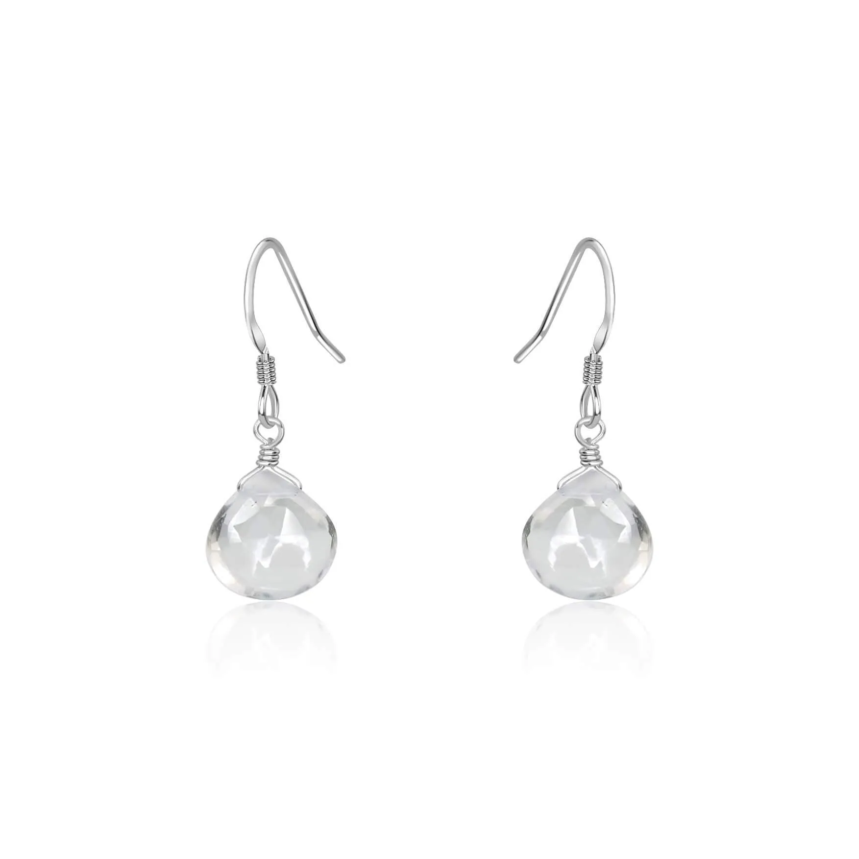 Crystal Quartz Gemstone Teardrop Dangle Earrings