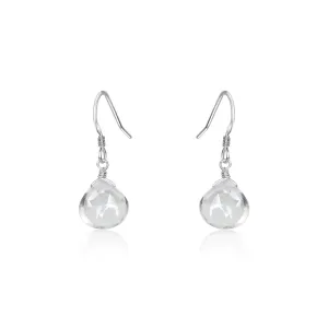 Crystal Quartz Gemstone Teardrop Dangle Earrings