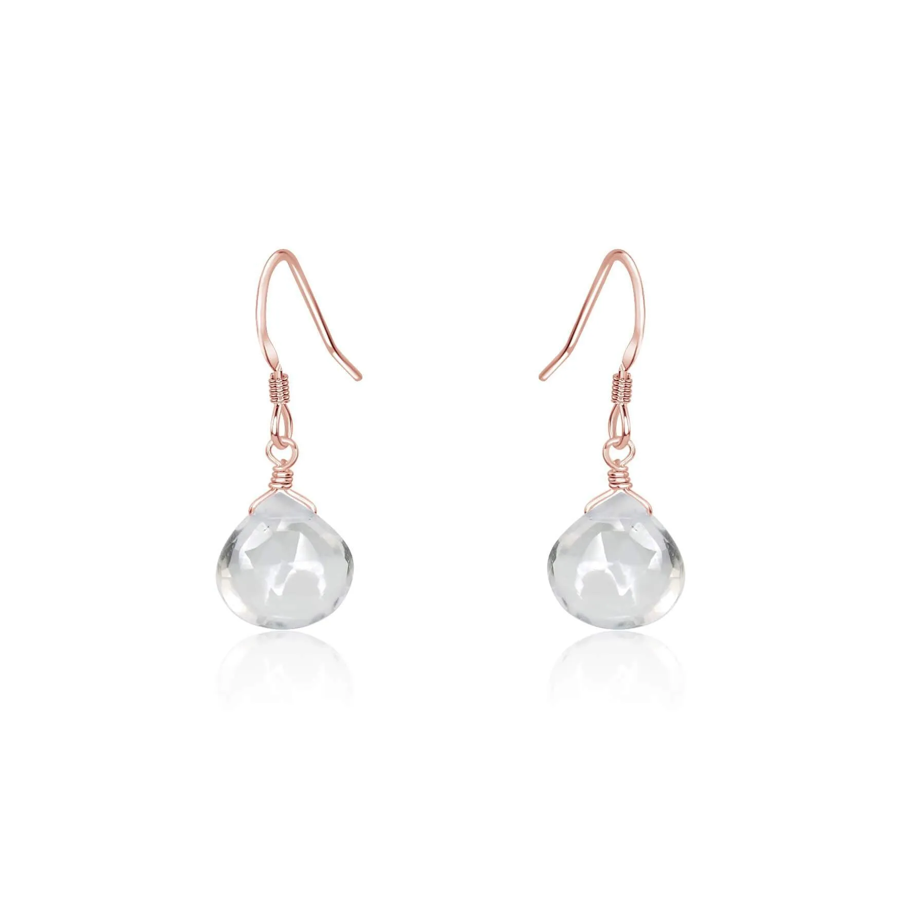 Crystal Quartz Gemstone Teardrop Dangle Earrings