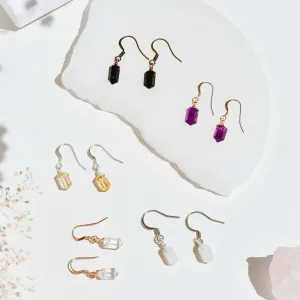 Custom Mini Double Terminated Crystal Point Dangle Drop Earrings
