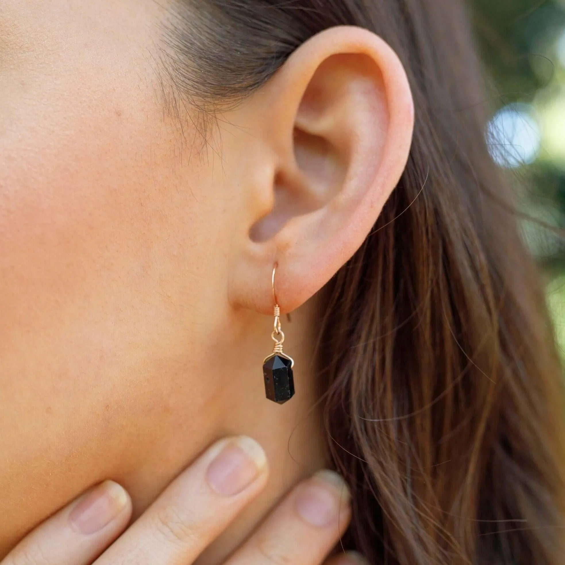 Custom Mini Double Terminated Crystal Point Dangle Drop Earrings