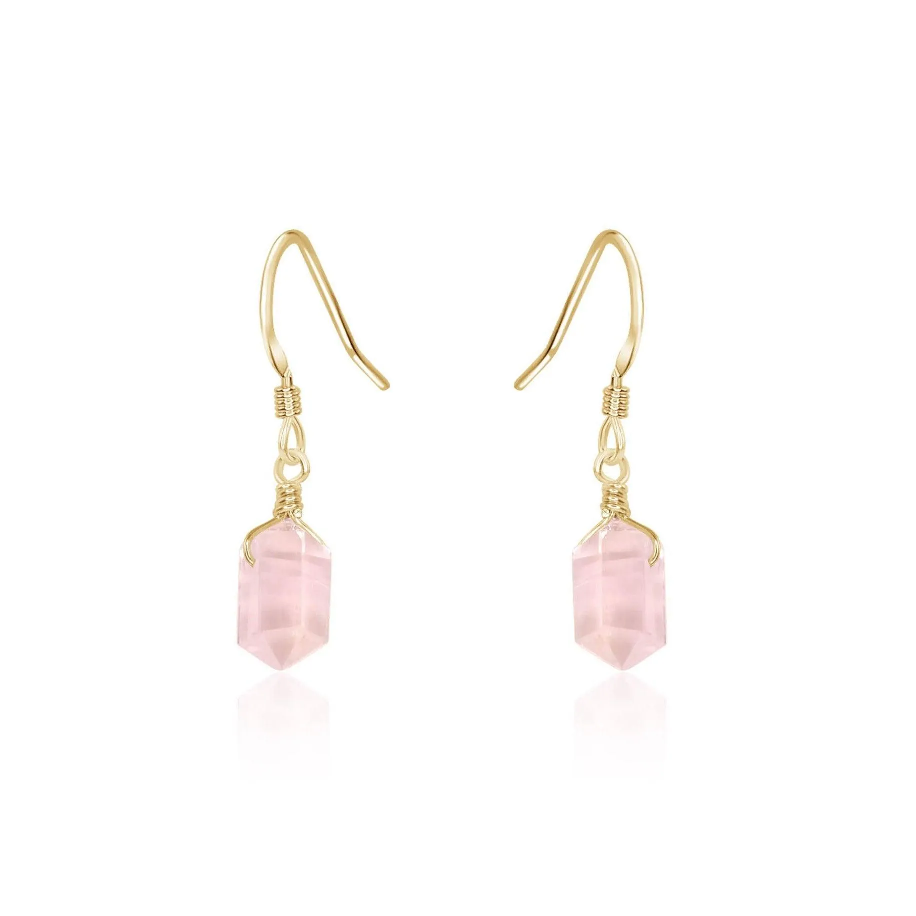 Custom Mini Double Terminated Crystal Point Dangle Drop Earrings
