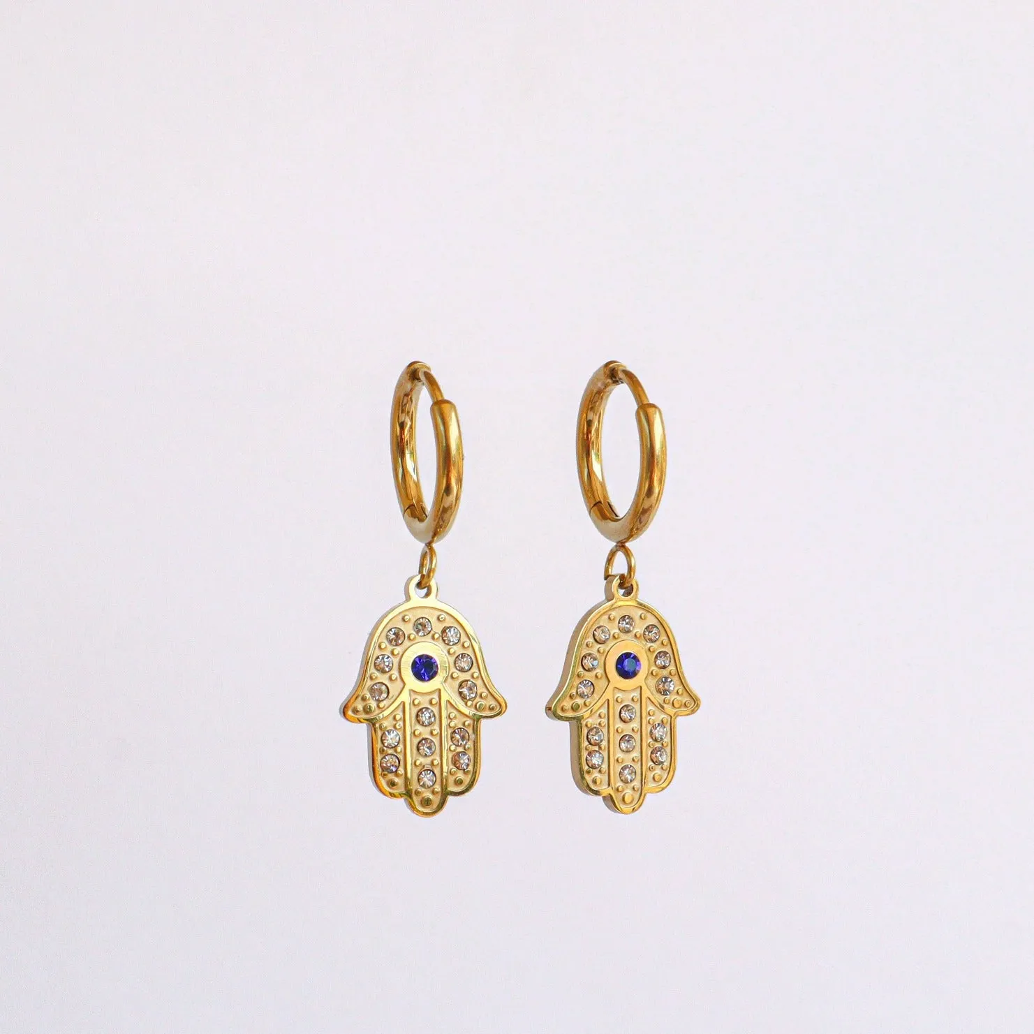 Dainty Hamsa Hand (Hand of Fatima) Earrings