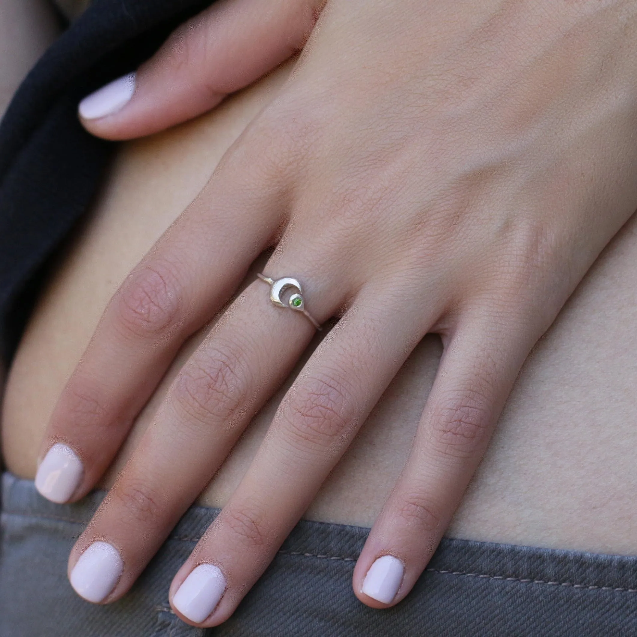 Dainty Open Moon Ring