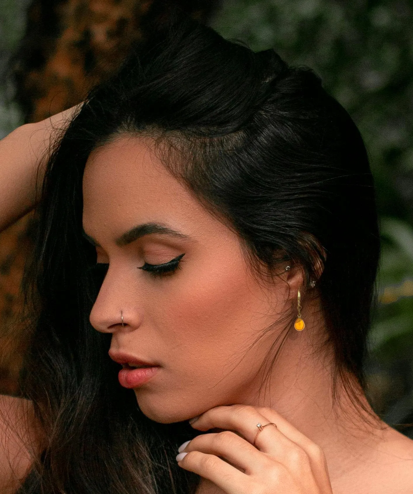 Dainty Orange and Gold Carnelian Drop Earrings with Cubic Zirconia Accents