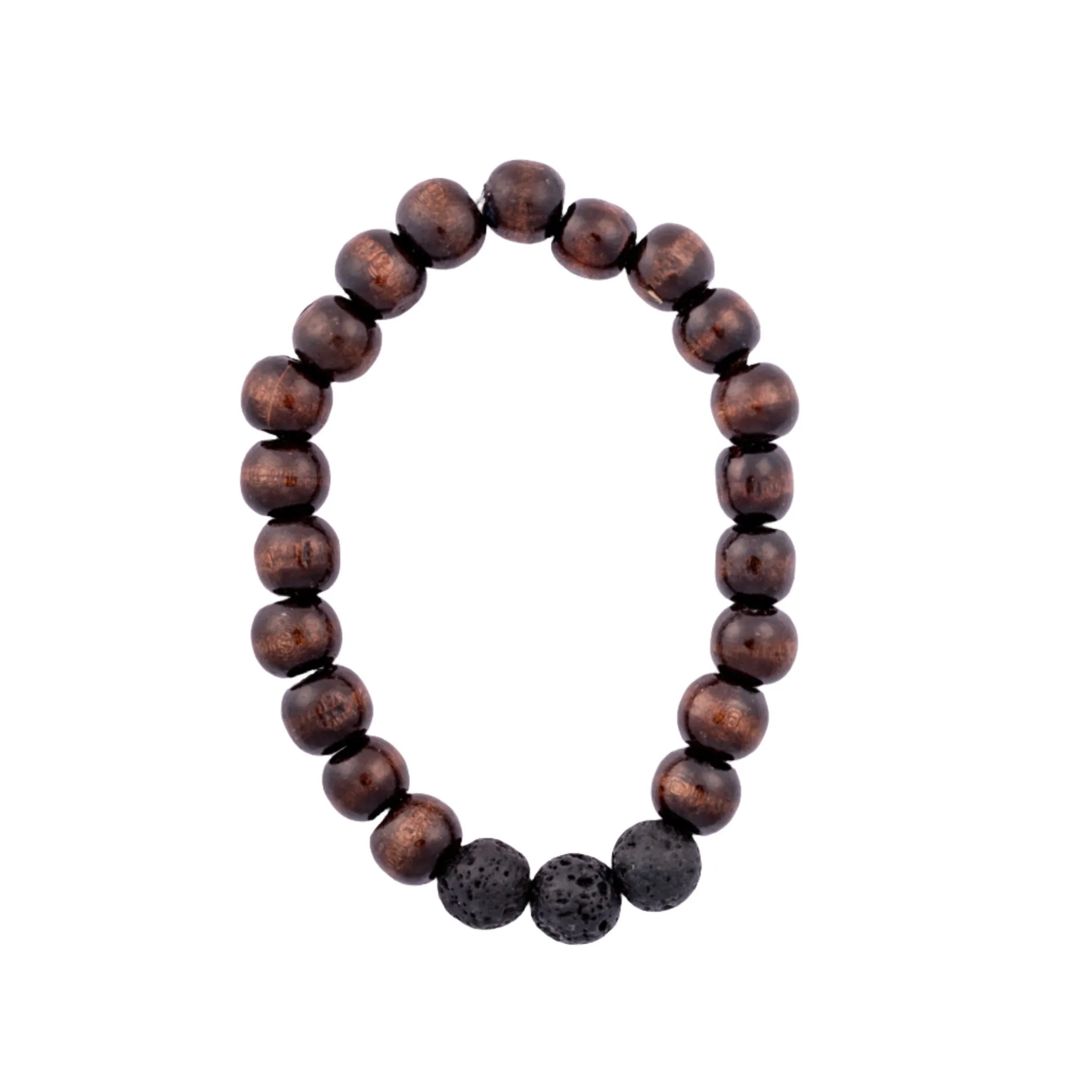 Dark Wood Beads with Lava Rock Bracelet