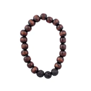 Dark Wood Beads with Lava Rock Bracelet