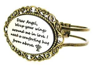 Dear Angel Wrap Your Wings Around Me in Love I Need a Comforting Hug From Above Bronze Victorian Multi Media Hinged Bangles