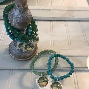 DI MAP GEMSTONE BEAD BRACELET W/CHARM