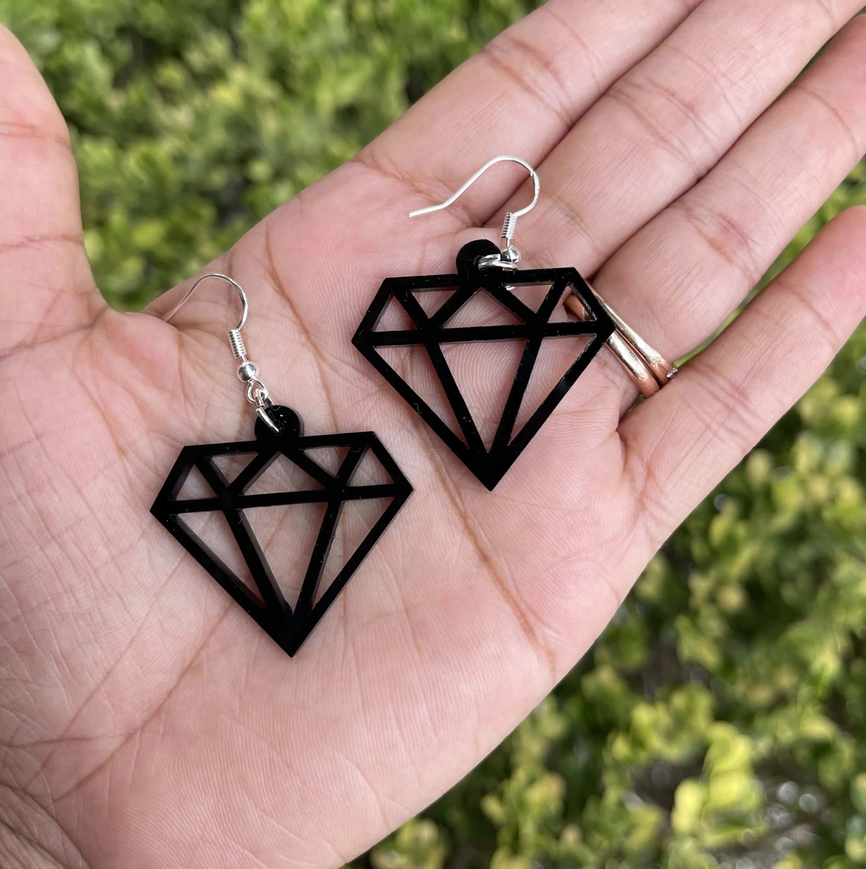 Diamond Sillhouette Acrylic Dangle Earrings