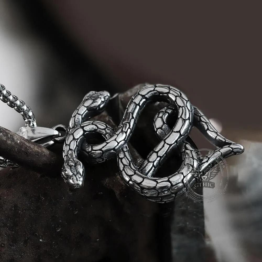 Double-Snake Winding Stainless Steel Pendant