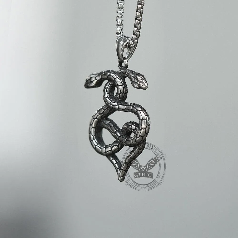 Double-Snake Winding Stainless Steel Pendant