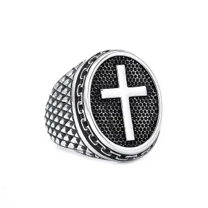 Dragon Scale Stainless Steel Cross Ring