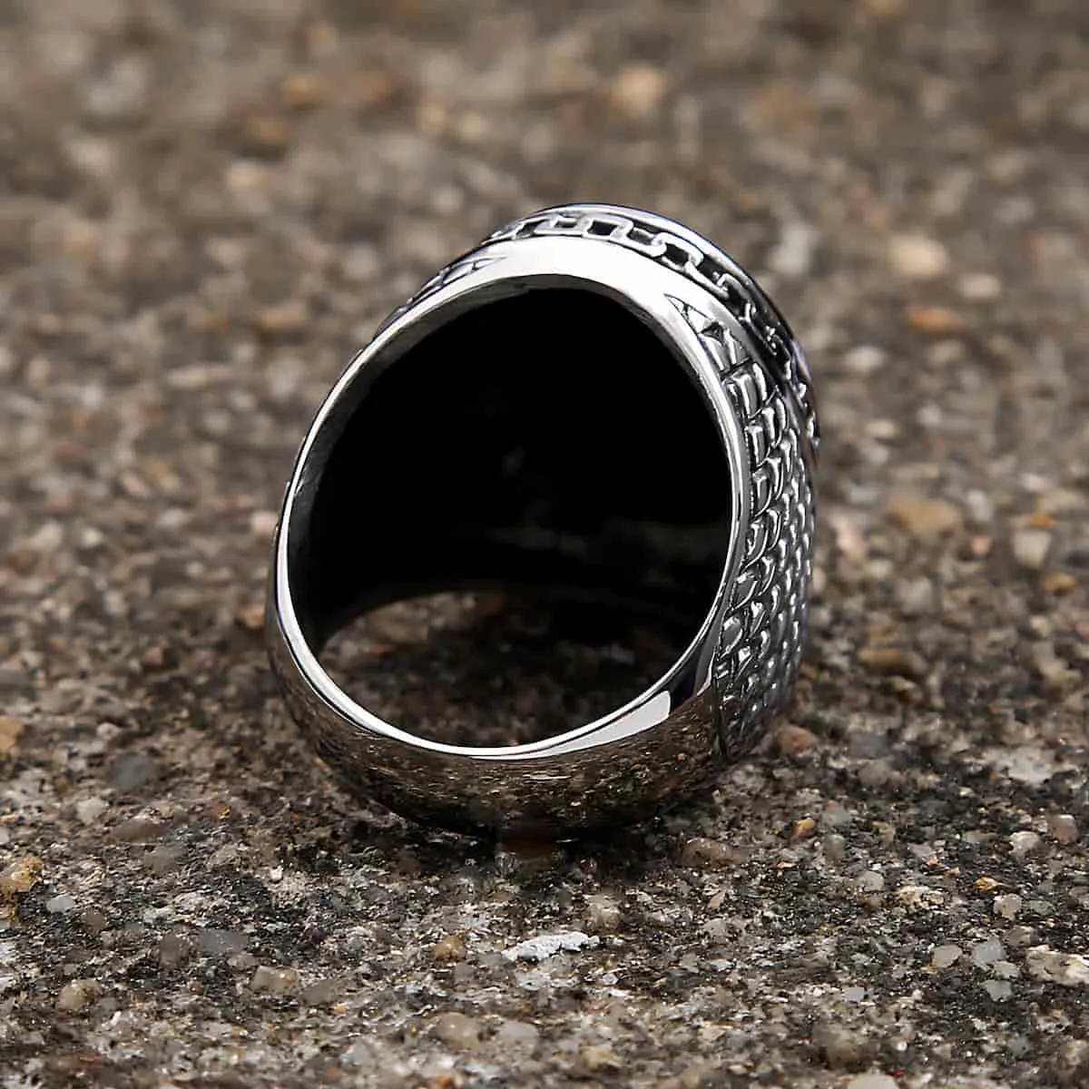 Dragon Scale Stainless Steel Cross Ring