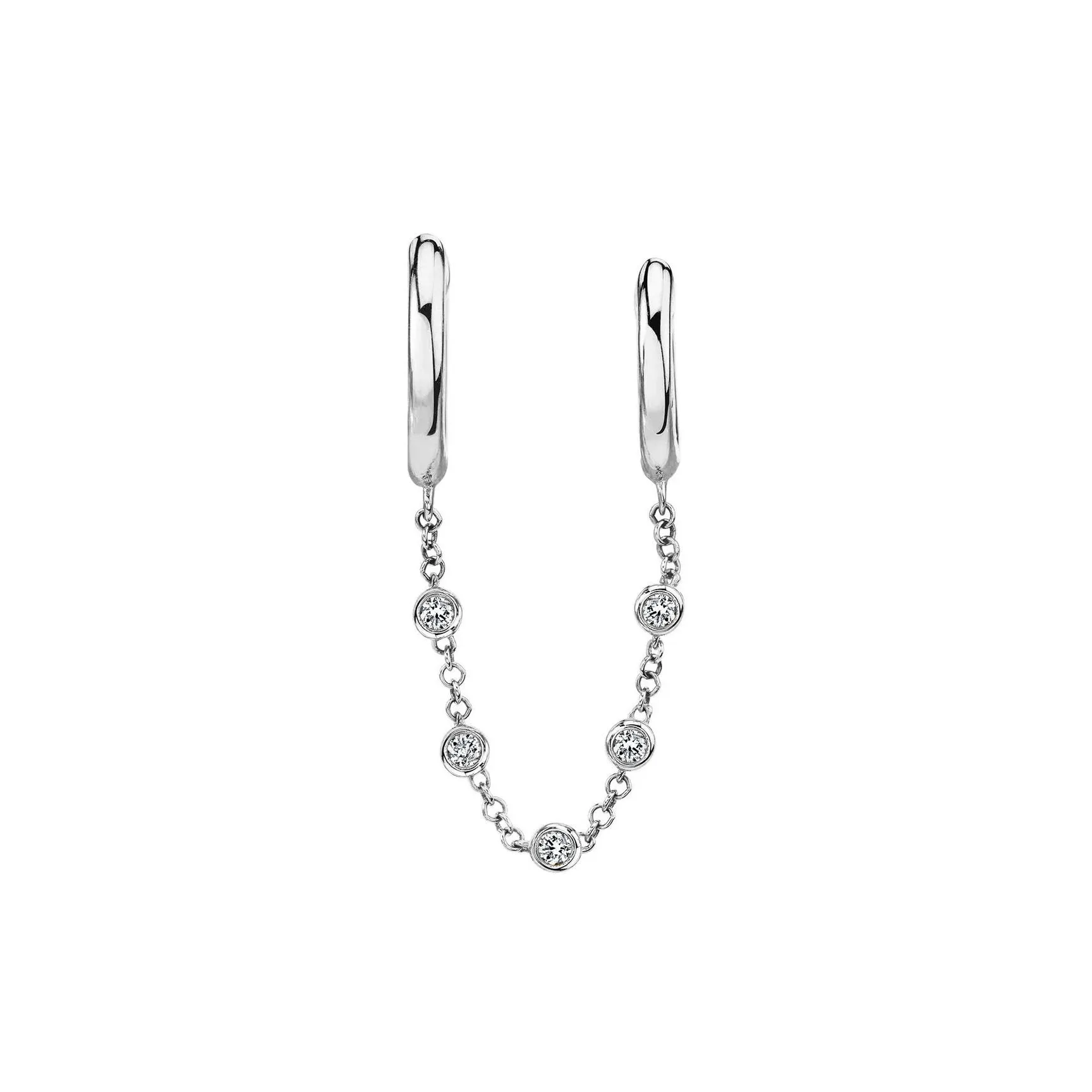 E057 Double hoop chain link Earrings