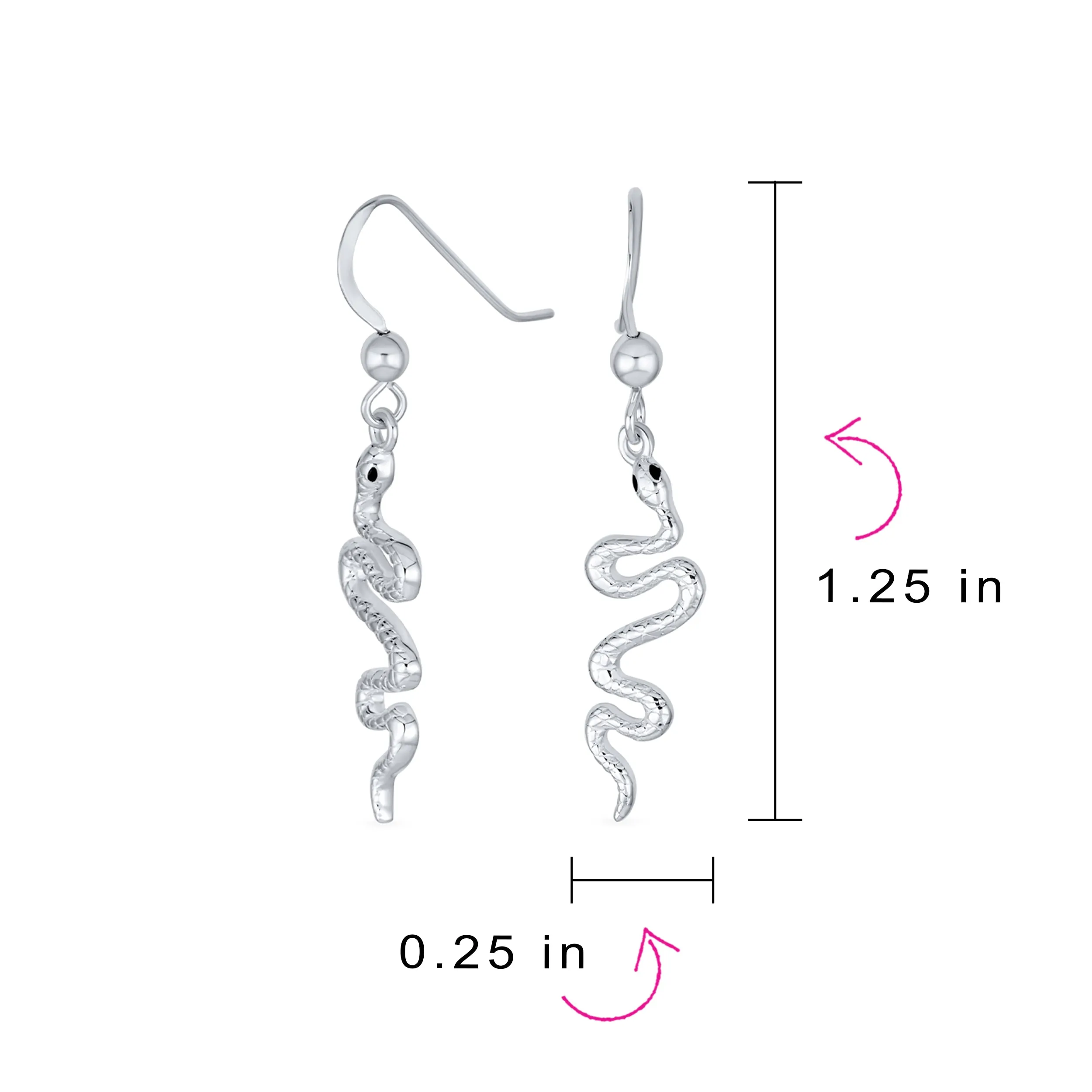 Egyptian Serpent Dangle Earrings Snake Design  Sterling Silver