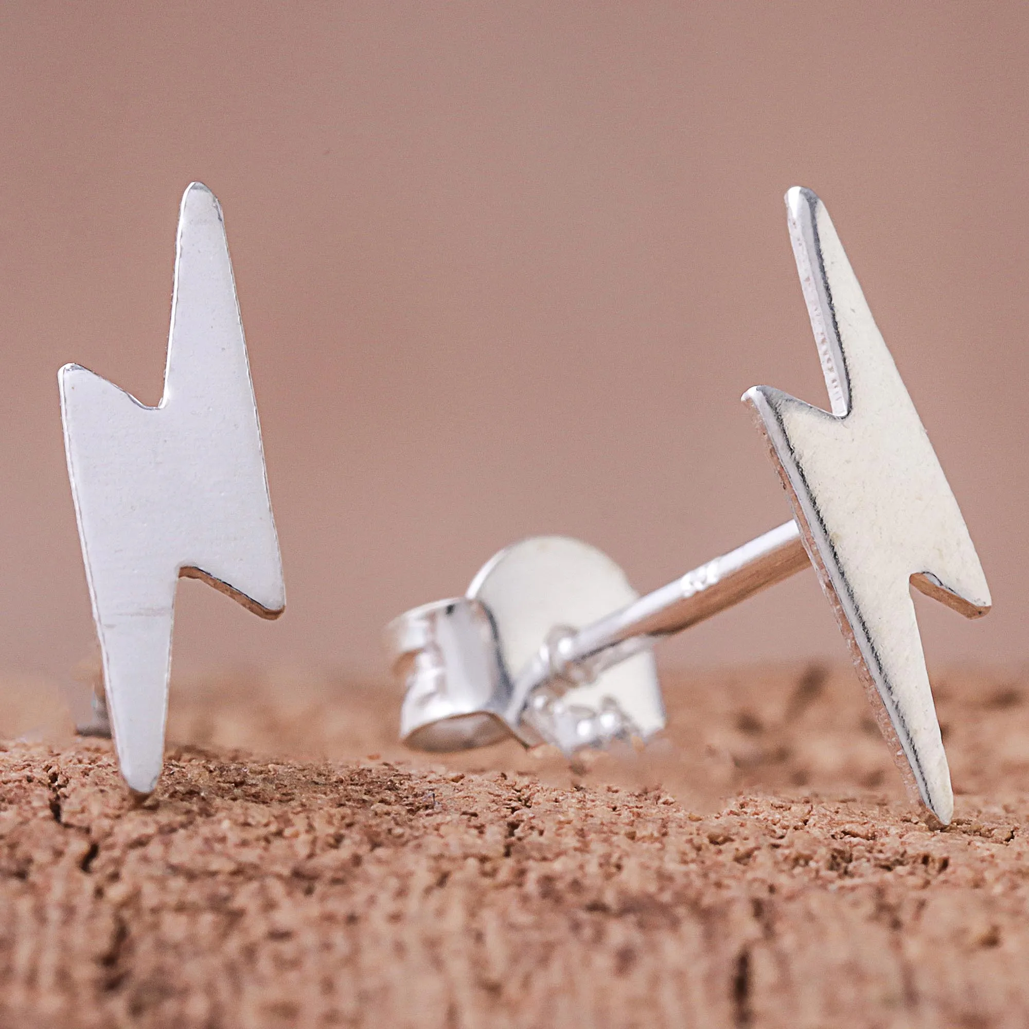 Electric Energy Lightning Bolt Sterling Silver Stud Earrings from Thailand