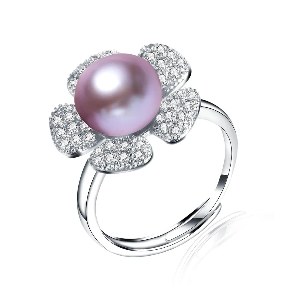Elegant 925 Sterling Silver Sun Flower Zircon Rings